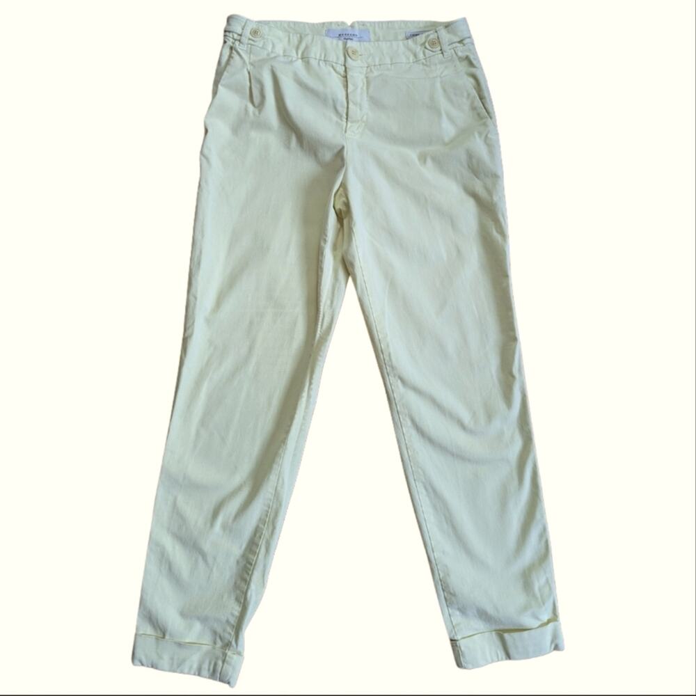 Weekend Max Mara Designer Chino 2 Sofia Yellow Cropped Straight Cuffed Pants